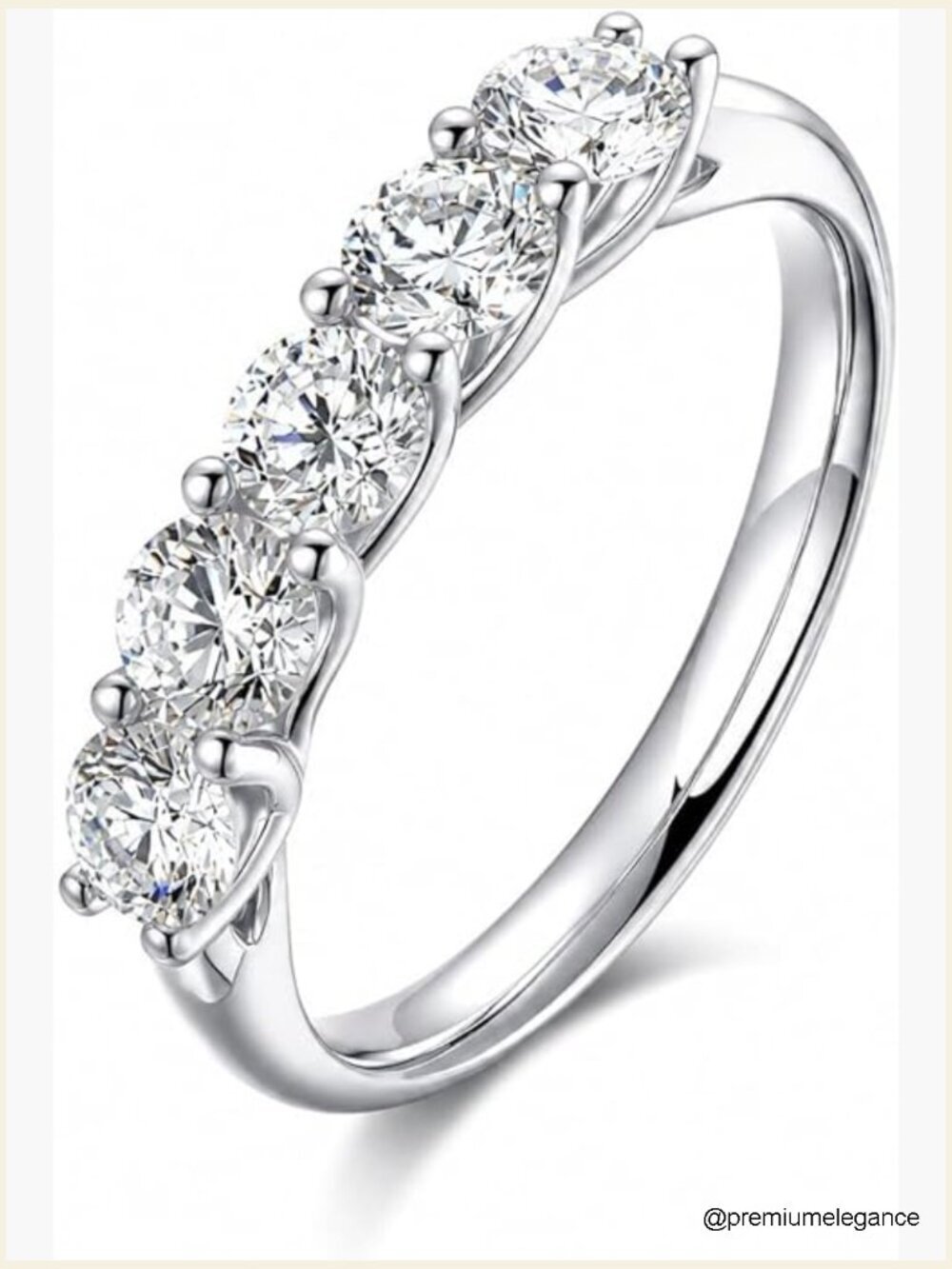 Lab Grown Diamond Eternity Band 1.1cttw 5 Stone 4mm Ring